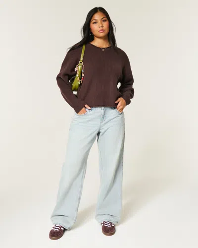 Hollister Low-rise Light Wash Adjustable Waist Baggy Jeans In White