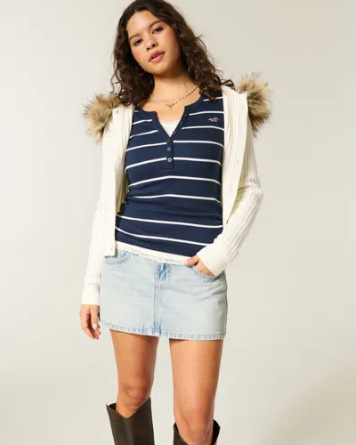 Hollister Low-rise Light Wash Denim Mini Skort
