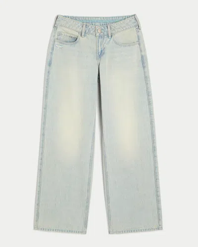 Hollister Low-rise Light Wash Stitched Baggy Jeans In White