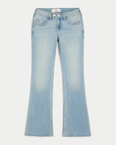 Hollister Low-rise Light Wash Tab Waist Y2k Bootcut Jeans In Blue