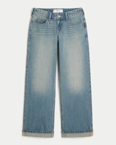 Hollister Low-rise Medium Wash Baggy Jeans In Blue