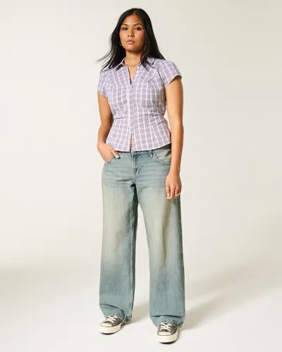 Hollister Low-rise Medium Wash Baggy Jeans In Blue