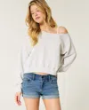 Hollister Low-rise Medium Wash Denim Shortie Shorts In Gray