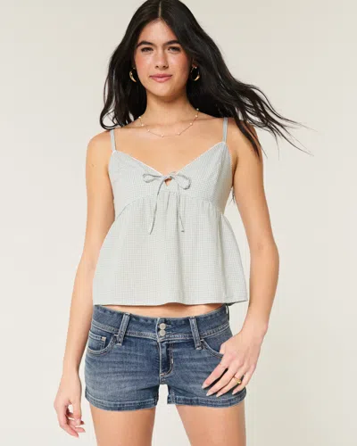 Hollister Low-rise Medium Wash Denim Shortie Shorts In Gray