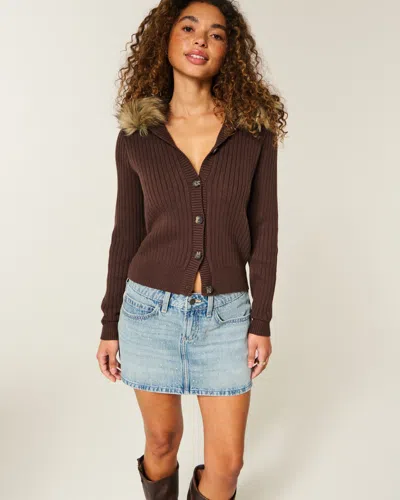 Hollister Low-rise Medium Wash Studded Denim Mini Skort