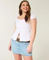 Hollister Low-rise Railroad Stripe Denim Mini Skort In White
