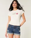 Hollister Low-rise Ripped Dark Wash Denim Shortie Shorts In White