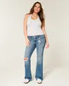 Hollister Low-rise Ripped Medium Wash Bootcut Jeans In White