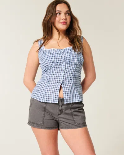 Hollister Low-rise Twill Shortie Shorts In Blue