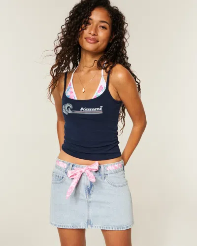 Hollister Low-rise Waist Tie Denim Mini Skort