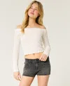 Hollister Low-rise Washed Black Denim Shortie Shorts In White