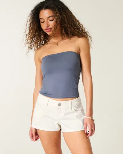 Hollister Low-rise White Denim Mini Shorts