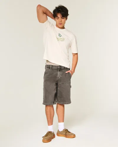 Hollister Low-rise Baggy Jean Shorts In Brown