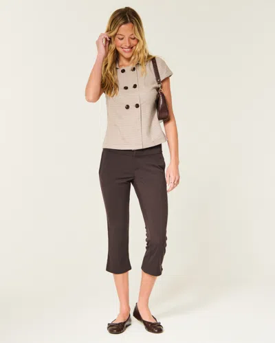 Hollister Low-rise Capri Pants In Brown