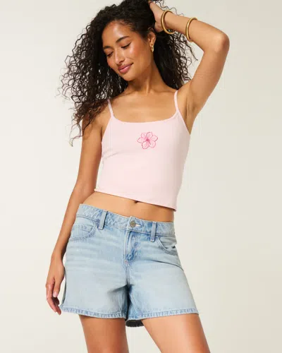 Hollister Low-rise Distressed Baggy Jean Shorts In Blue
