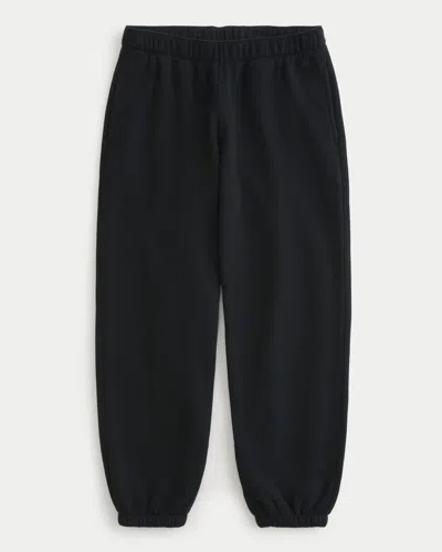 Hollister Low-rise Fleece Joggers In Black
