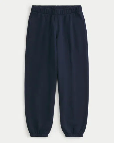 Hollister Low-rise Fleece Joggers In Blue