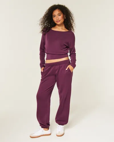 Hollister Low-rise Fleece Joggers In Blue