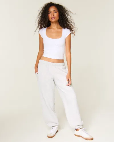 Hollister Low-rise Fleece Joggers In Gray