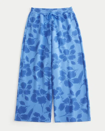 Hollister Low-rise Floral Pattern Baggy Sweatpants In Blue Floral