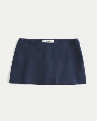 Hollister Low-rise Linen-blend A-line Skort In Blue