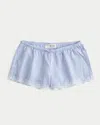Hollister Low-rise Linen-blend Micro Pull-on Shorts In Light Blue Check