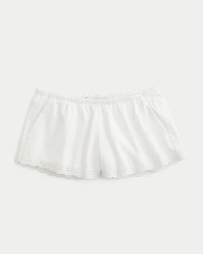 Hollister Low-rise Linen-blend Micro Pull-on Shorts In White
