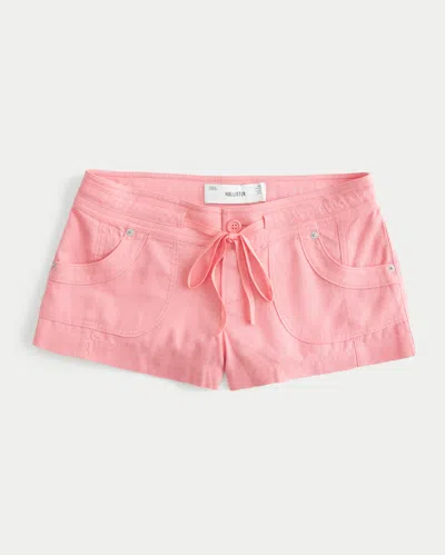 Hollister Low-rise Linen-blend Mini Shorts In Coral