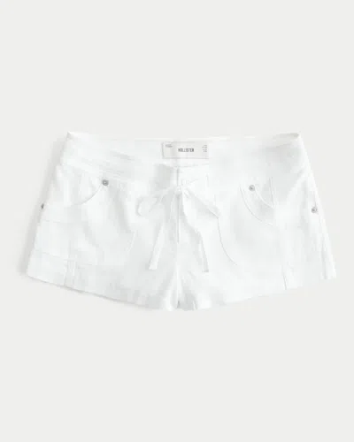 Hollister Low-rise Linen-blend Mini Shorts In White