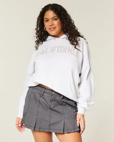 Hollister Low-rise Pleated Mini Skort In Gray