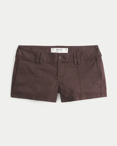 Hollister Low-rise Poplin Mini Shorts In Brown