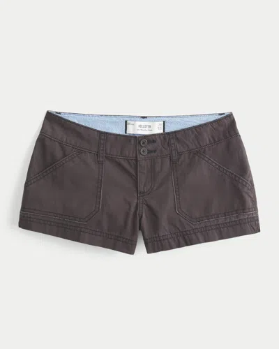 Hollister Low-rise Poplin Pop Waistband Mini Shorts In Gray