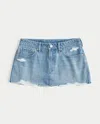 Hollister Low-rise Ripped Denim A-line Mini Skort In Light Ripped