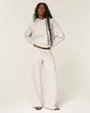 Hollister Low-rise Snow Leopard Print Baggy Sweatpants In Light Gray