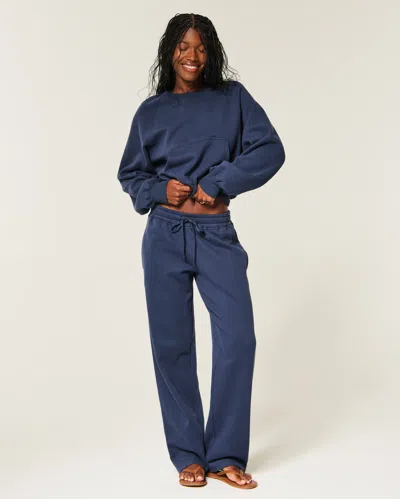 Hollister Low-rise Tapered Baggy Sweatpants In Blue