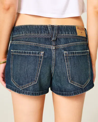 Hollister Low-rise Tie Waist Mini Jean Shorts In Dark