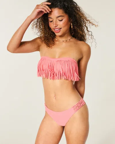 Hollister Macrame High-leg Cheeky Bikini Bottom In Pink