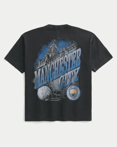 Hollister Manchester City F.c. Graphic Tee In Black