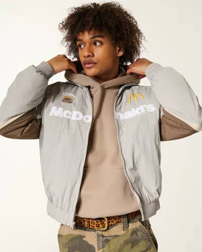 Hollister Mcdonald's Graphic Racing Jacket In Gray