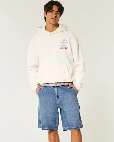 Hollister Medium Wash Baggy Painter Denim Shorts In Blue