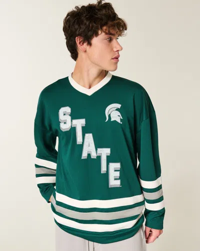 Hollister Michigan State University Spartans Graphic Hockey Jersey In Green