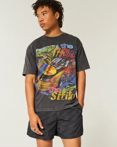 Hollister Mid-thigh Baggy Soccer Shorts In Black