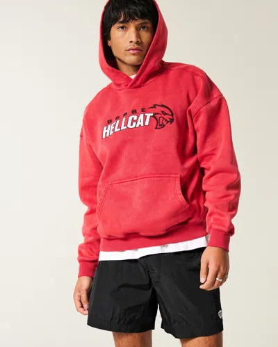 Hollister Mid-thigh Baggy Soccer Shorts In Red