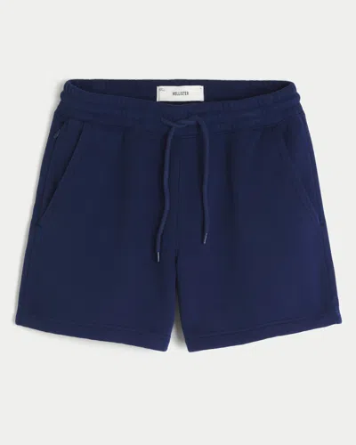 Hollister Mid-thigh Fleece Shorts In Blue
