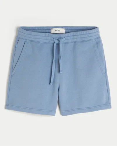 Hollister Mid-thigh Fleece Shorts In Blue