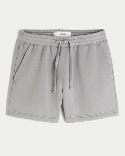 Hollister Mid-thigh Fleece Shorts In Gray