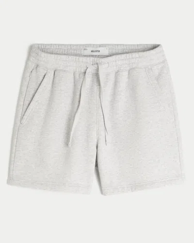 Hollister Mid-thigh Fleece Shorts In White