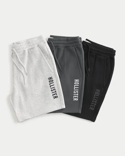 Hollister Mid-thigh Logo Shorts 3-pack In Black