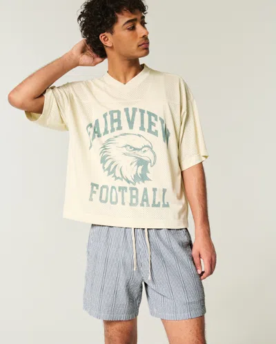 Hollister Mid-thigh Seersucker Pull-on Shorts In Blue