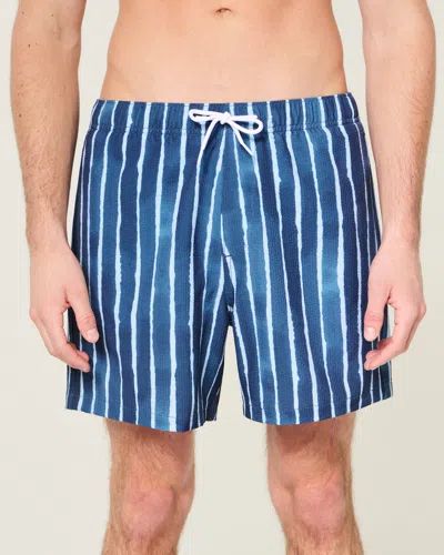Hollister Mid-thigh Volley Swim Trunks In Blue